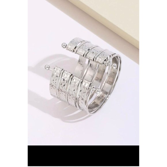 wide cuff bracelet multilayer bangles layered big armor chunky bold statement - Picture 2 of 6